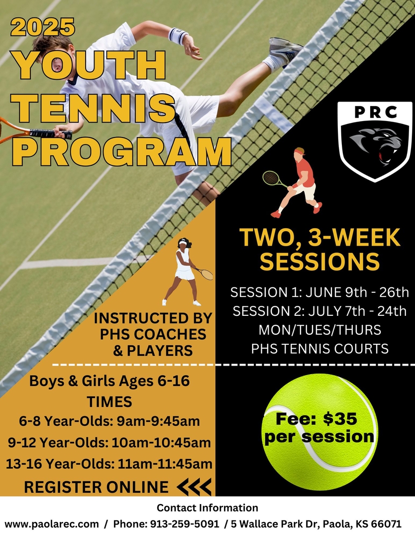 Paola Recreation Center Summer Tennis Program
