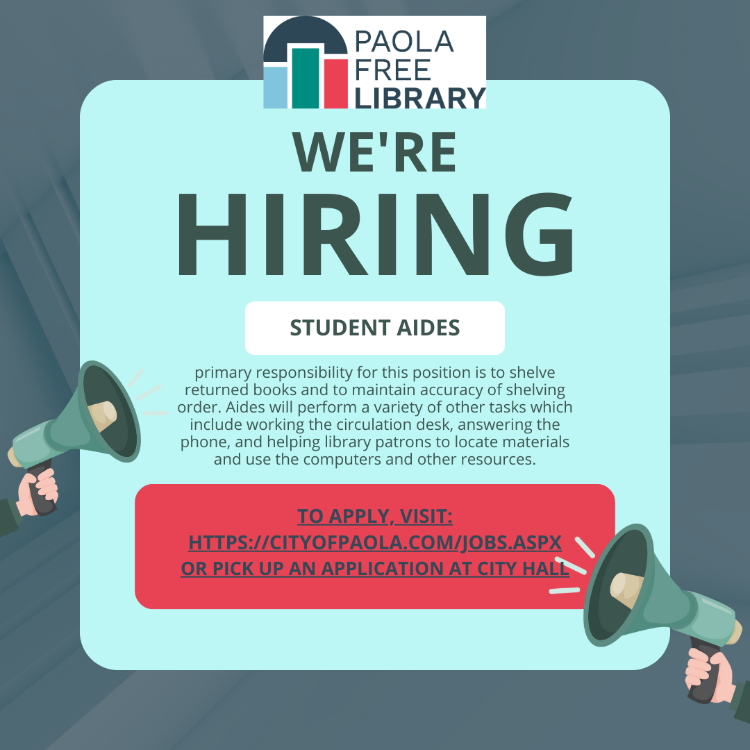 Paola Free Library--Aides Needed