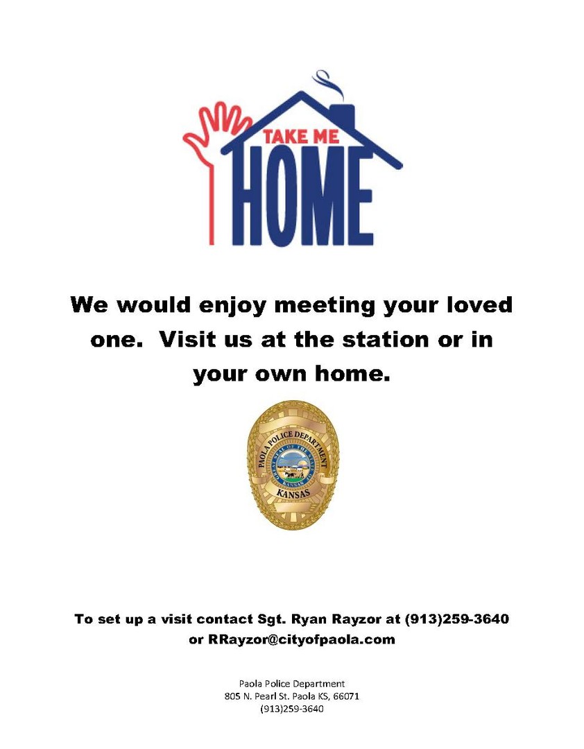 PAOLA POLICE DEPARTMENT TAKE ME HOME PROGRAM