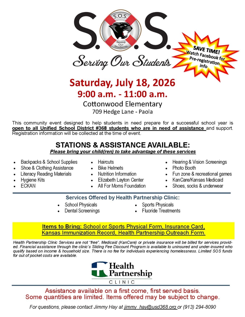 SOS Serving Our Students Flier