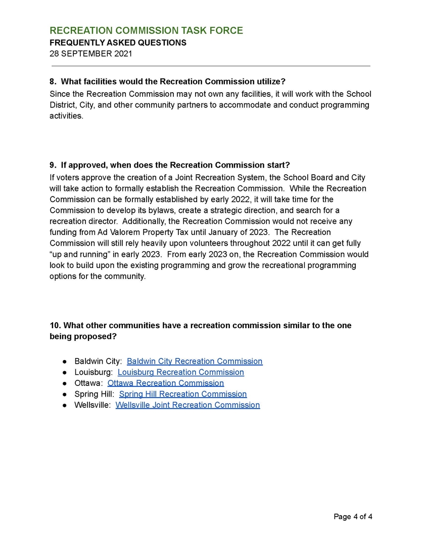 Recreation Commission Task Force